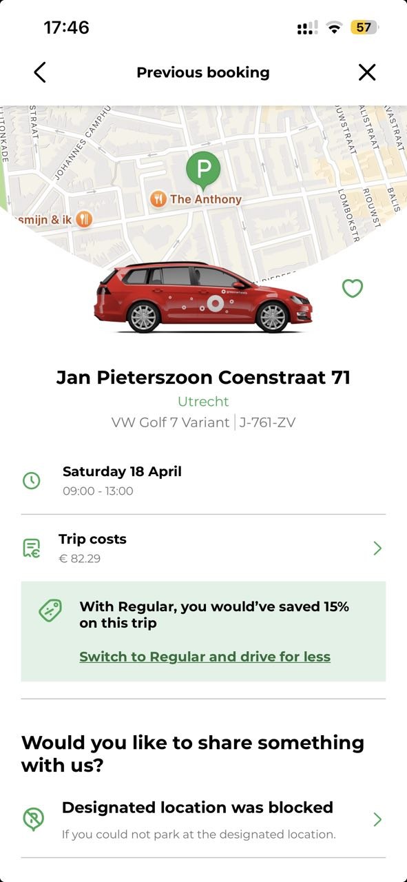 Greenwheels receipt