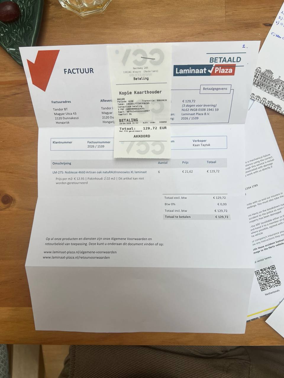 Laminate receipt